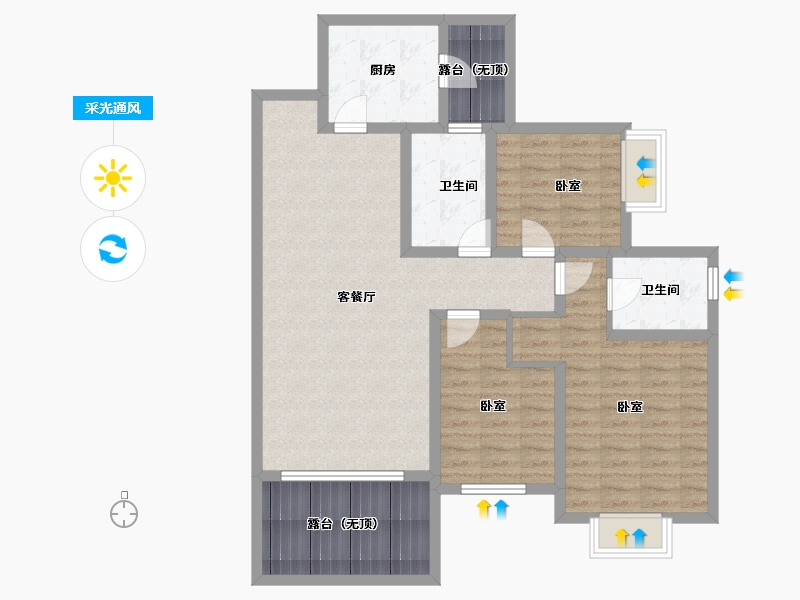 贵州省-安顺市-凯旋公园里-100.67-户型库-采光通风