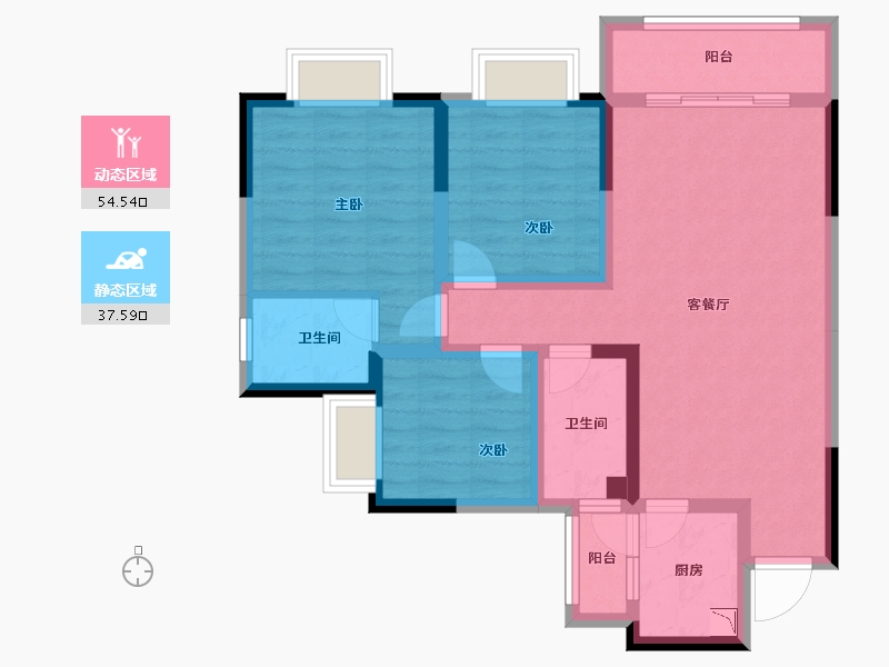 贵州省-毕节市-劲达温馨家园-80.65-户型库-动静分区