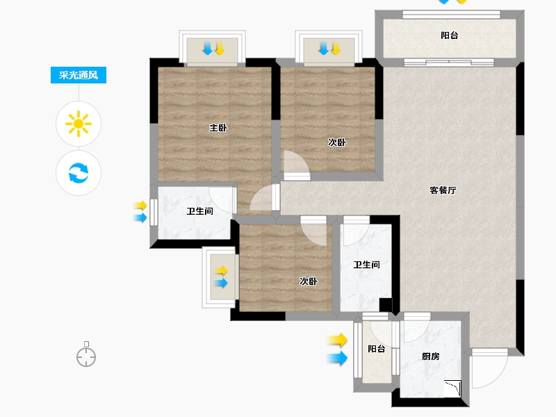 贵州省-毕节市-劲达温馨家园-80.65-户型库-采光通风