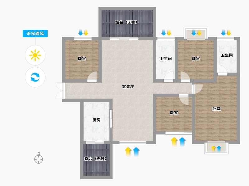 贵州省-安顺市-凯旋公园里-119.23-户型库-采光通风