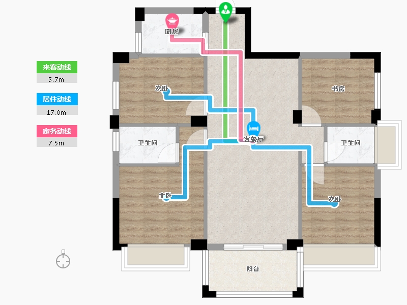 广西壮族自治区-桂林市-碧园南溪新城-86.68-户型库-动静线