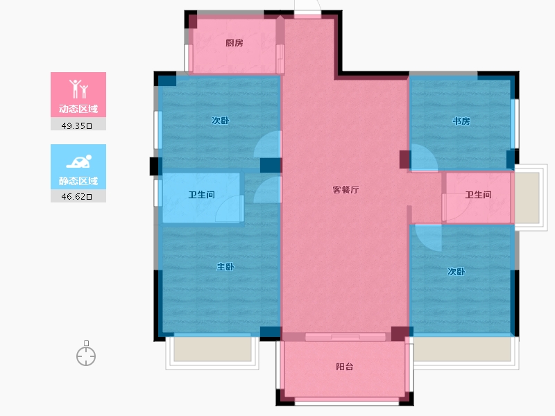 广西壮族自治区-桂林市-碧园南溪新城-86.68-户型库-动静分区