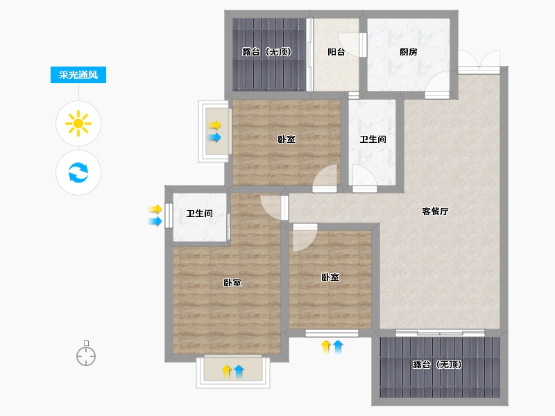 贵州省-安顺市-凯旋公园里-95.28-户型库-采光通风