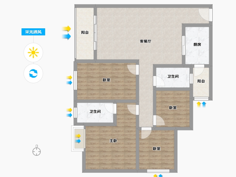 贵州省-毕节市-金凤大厦-105.01-户型库-采光通风