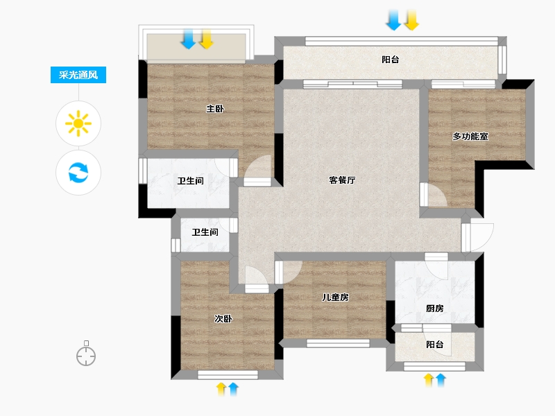 贵州省-遵义市-金科集美翰林府-70.00-户型库-采光通风