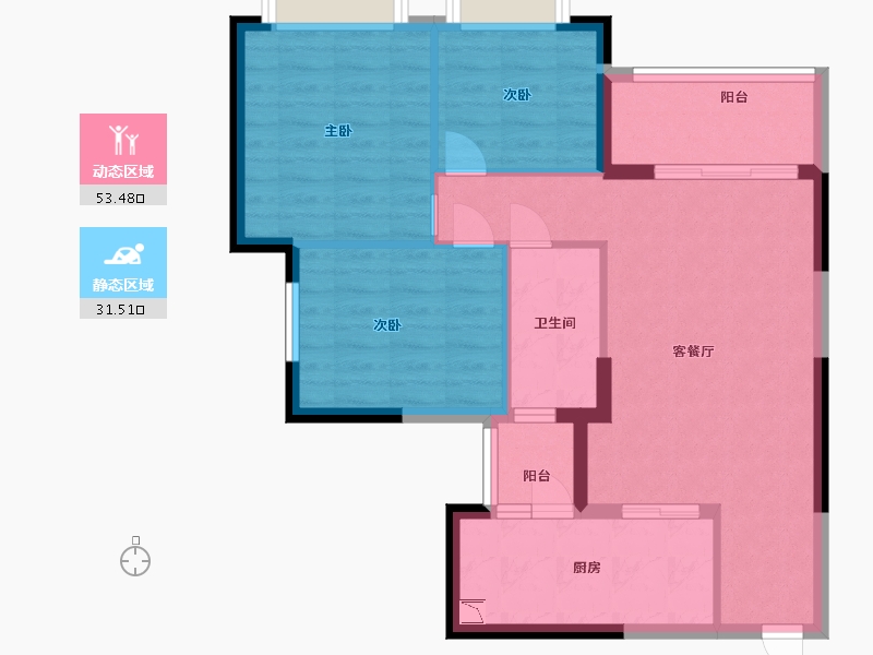 贵州省-贵阳市-恒大中央广场-76.00-户型库-动静分区