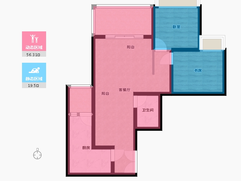 贵州省-安顺市-宝捷地产黔中1号-66.54-户型库-动静分区