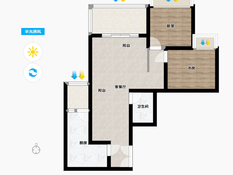 贵州省-安顺市-宝捷地产黔中1号-66.54-户型库-采光通风