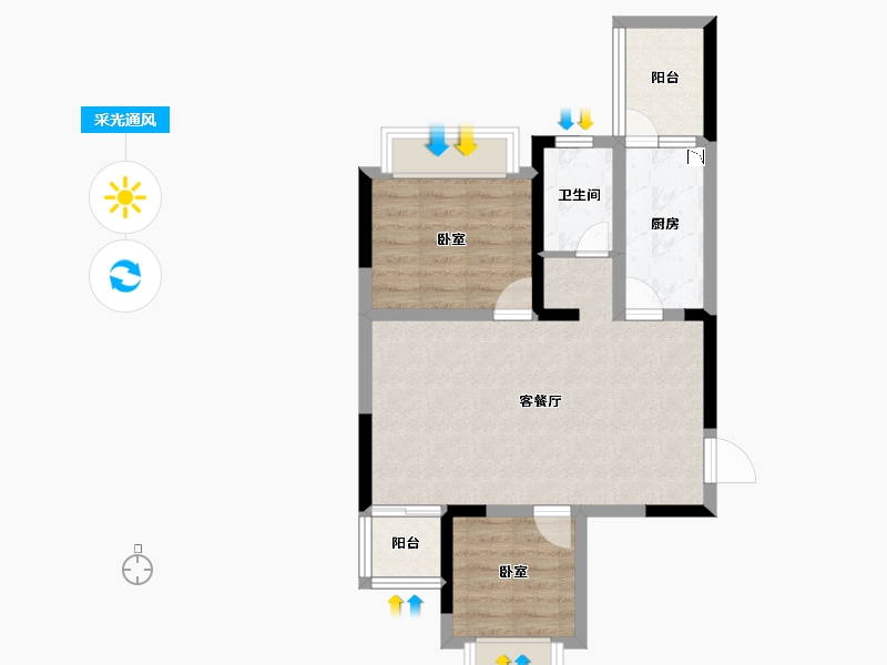 四川省-成都市-宇顺花与城-59.72-户型库-采光通风