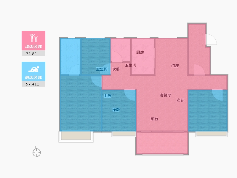 河北省-石家庄市-辛集碧桂园天玺-121.60-户型库-动静分区