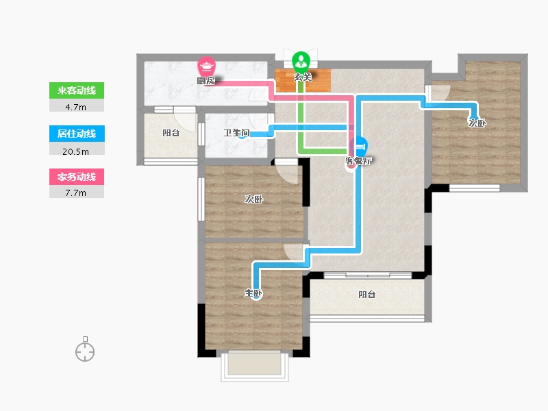 贵州省-铜仁市-时代中央-84.91-户型库-动静线