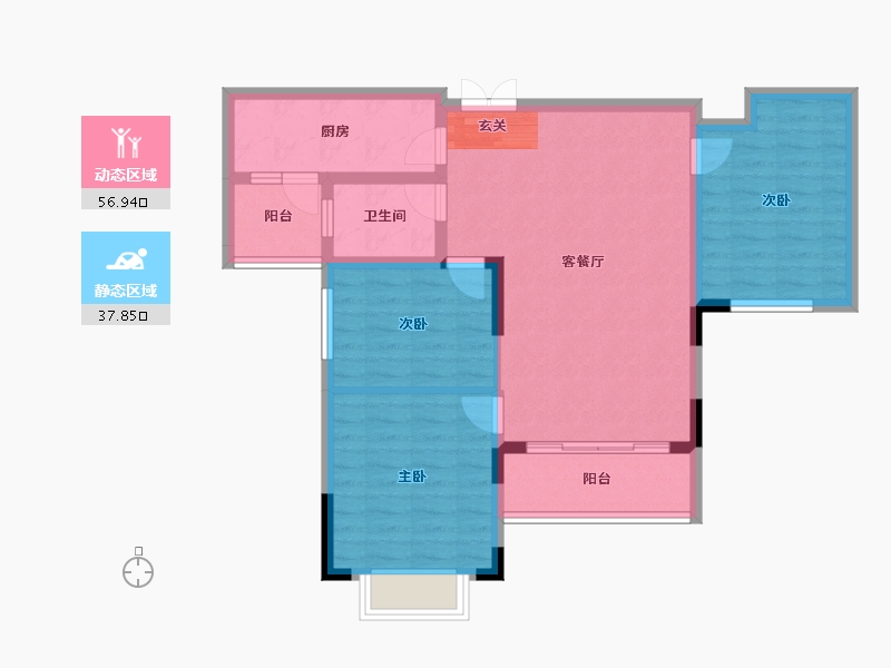 贵州省-铜仁市-时代中央-84.91-户型库-动静分区