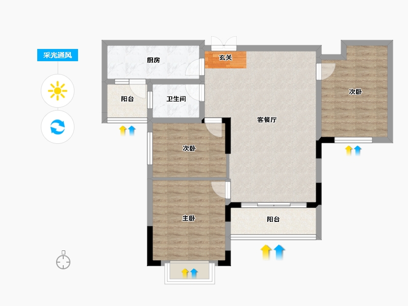 贵州省-铜仁市-时代中央-84.91-户型库-采光通风