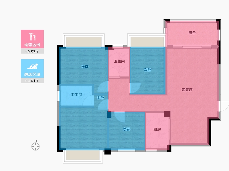 广西壮族自治区-桂林市-碧园南溪新城-84.45-户型库-动静分区