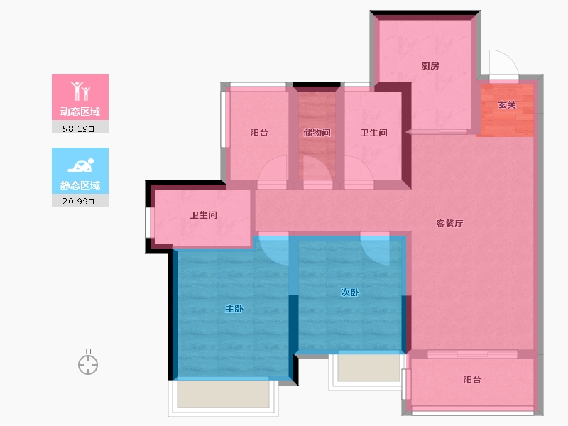 广西壮族自治区-柳州市-彰泰滨江学府-68.83-户型库-动静分区