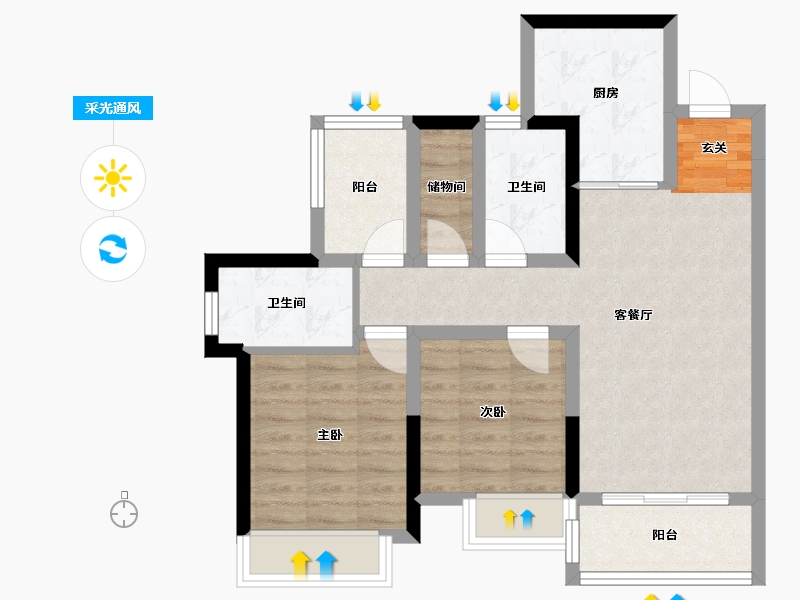 广西壮族自治区-柳州市-彰泰滨江学府-68.83-户型库-采光通风