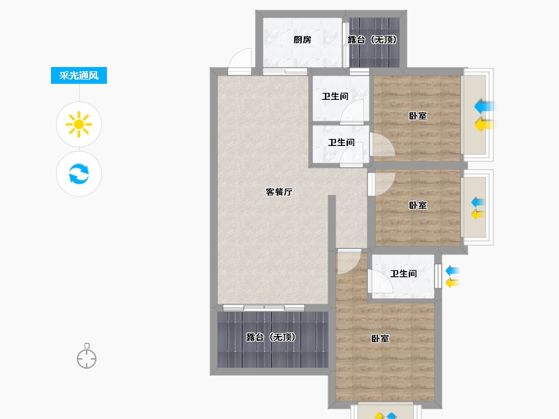 贵州省-安顺市-凯旋公园里-81.04-户型库-采光通风