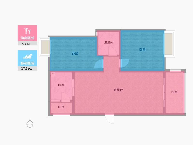 四川省-成都市-崇宁华府-72.17-户型库-动静分区