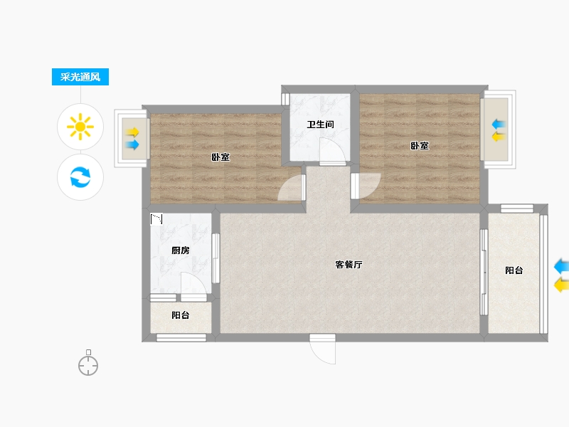 四川省-成都市-崇宁华府-72.17-户型库-采光通风