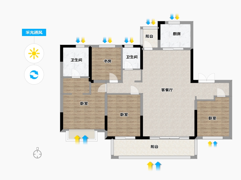 四川省-成都市-中海观园-126.37-户型库-采光通风