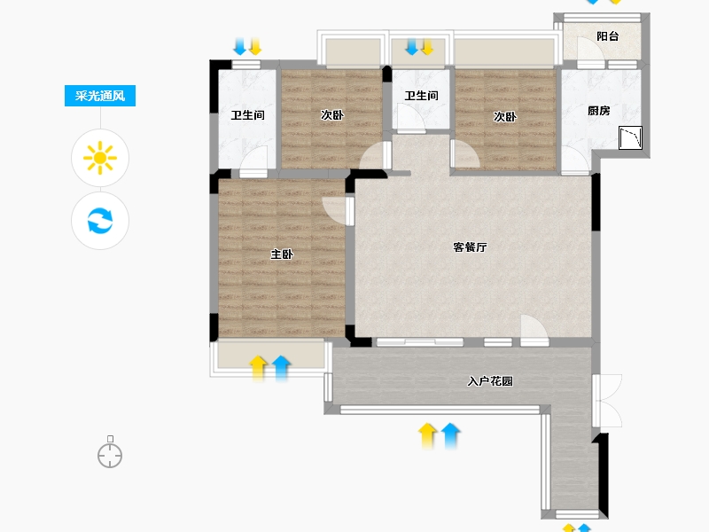 四川省-成都市-恒大银海湖-96.40-户型库-采光通风