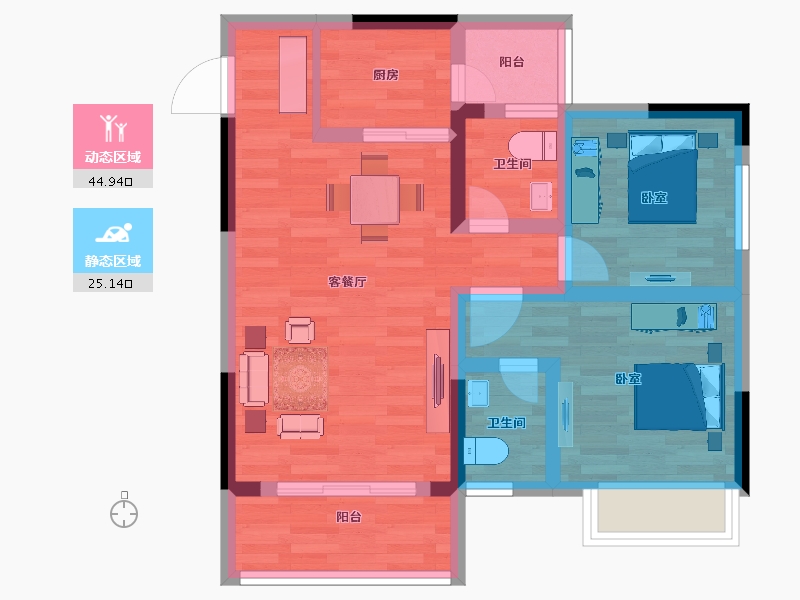 贵州省-遵义市-思乐为置地广场-61.19-户型库-动静分区