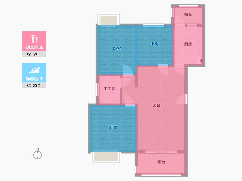 四川省-成都市-崇宁华府-74.00-户型库-动静分区