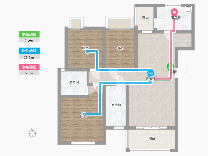 四川省-成都市-崇宁华府-81.33-户型库-动静线