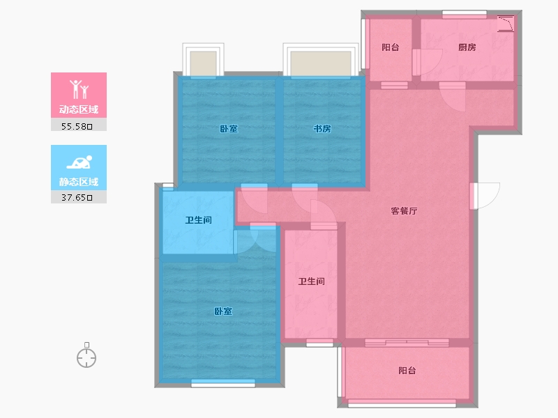 四川省-成都市-崇宁华府-81.33-户型库-动静分区