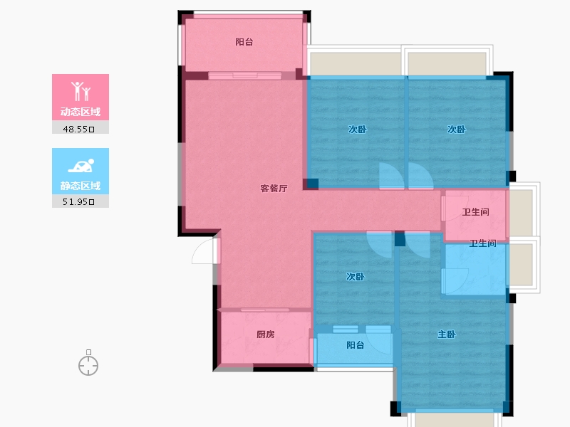 广西壮族自治区-桂林市-碧园南溪新城-90.34-户型库-动静分区