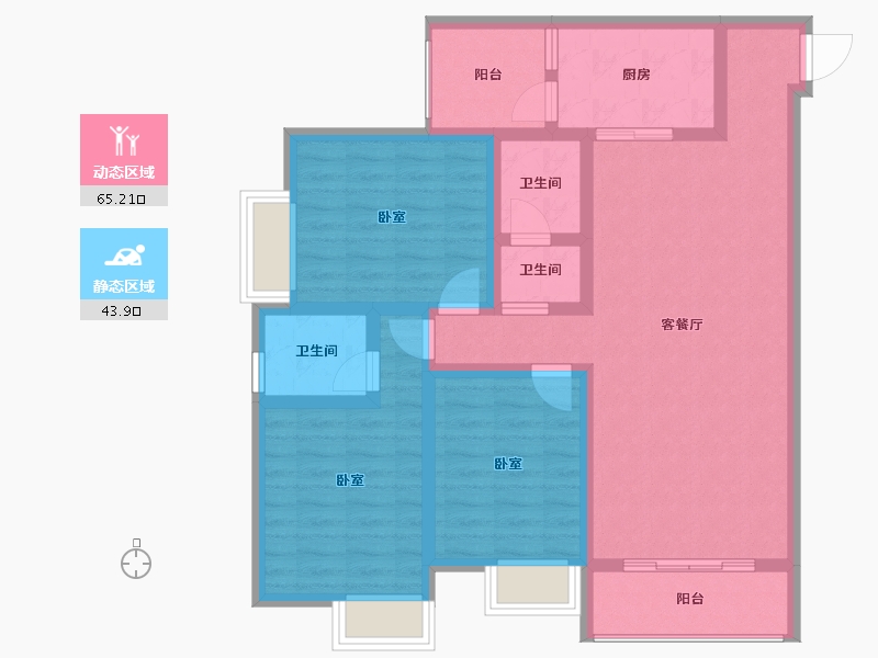 贵州省-毕节市-金凤大厦-96.37-户型库-动静分区