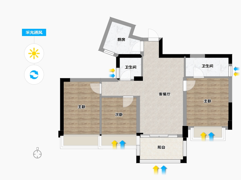 广西壮族自治区-桂林市-碧园南溪新城-71.23-户型库-采光通风