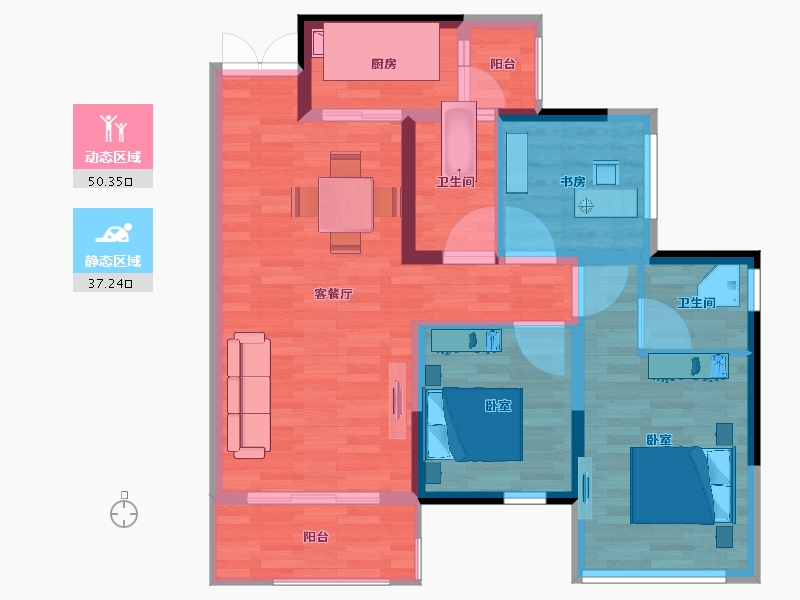 四川省-达州市-科华·和润府一期-77.99-户型库-动静分区