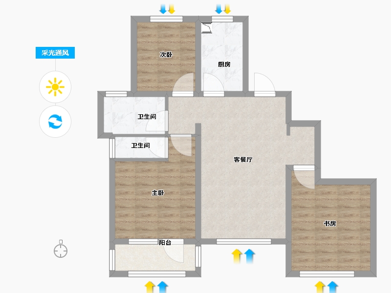 山东省-烟台市-祥隆理想城-75.01-户型库-采光通风