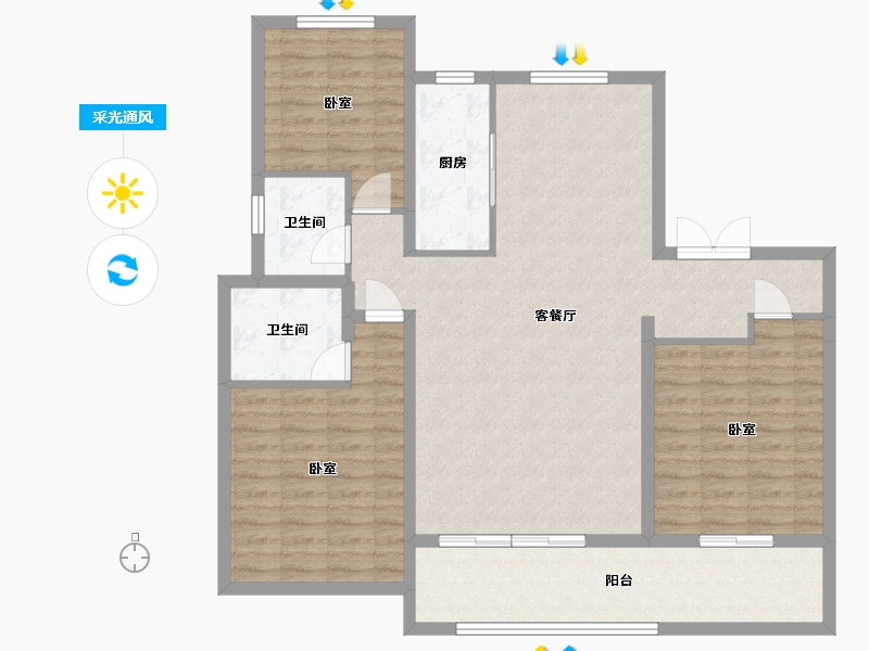 河北省-石家庄市-厚德雅园-113.02-户型库-采光通风