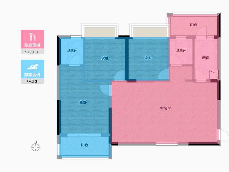 四川省-成都市-恒大银海湖-87.05-户型库-动静分区