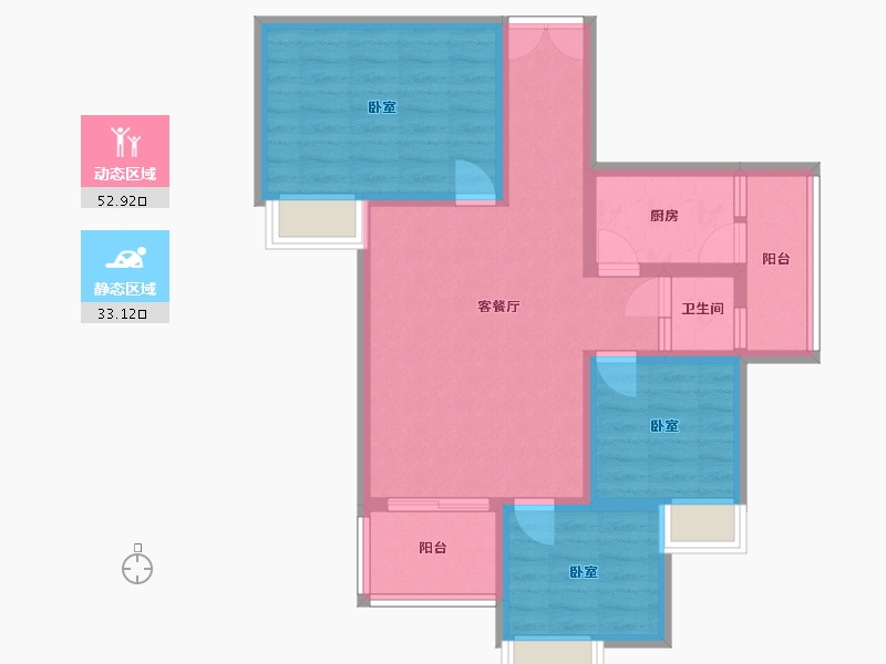 贵州省-安顺市-宝捷地产黔中1号-75.84-户型库-动静分区