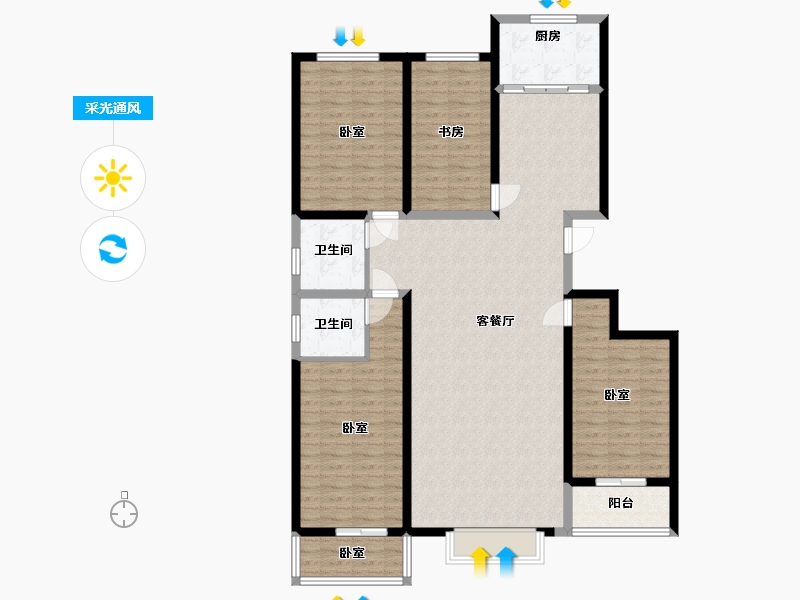 河北省-石家庄市-假日风景-134.36-户型库-采光通风