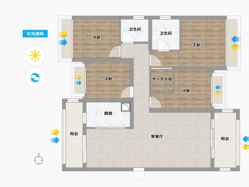 四川省-成都市-电建地产洺悦锦园-104.65-户型库-采光通风