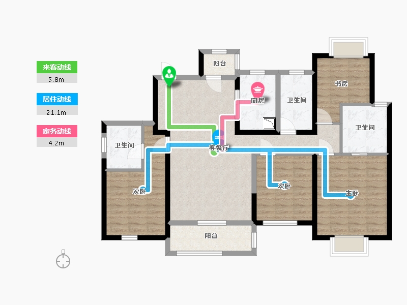 湖南省-长沙市-正荣滨江紫阙台-111.00-户型库-动静线