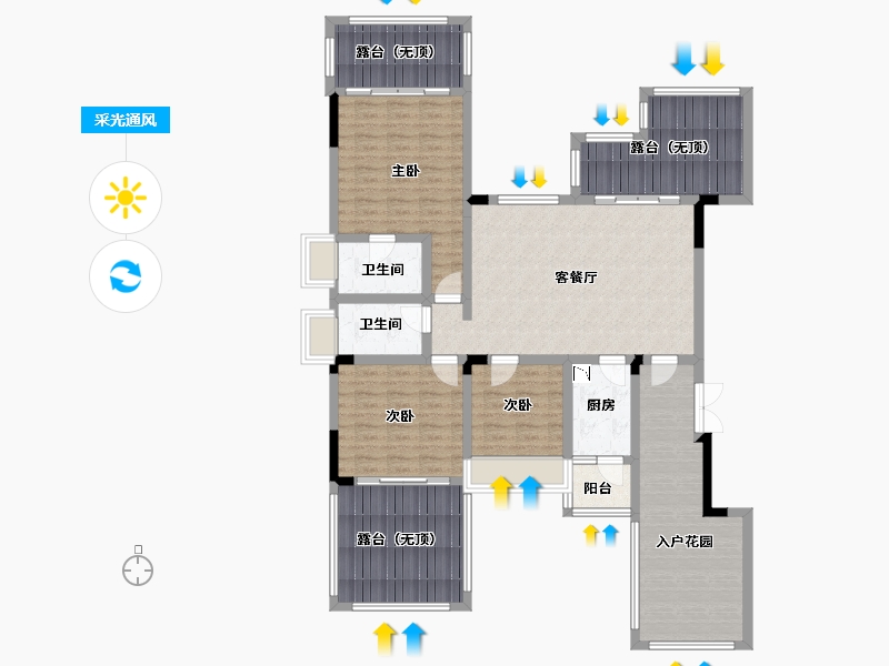 四川省-成都市-恒大银海湖-137.56-户型库-采光通风