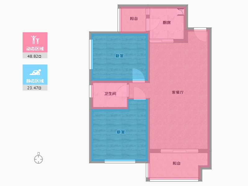 四川省-成都市-崇宁华府-63.77-户型库-动静分区