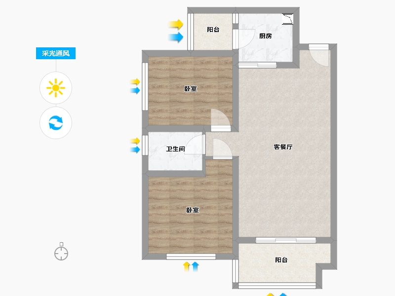 四川省-成都市-崇宁华府-63.77-户型库-采光通风