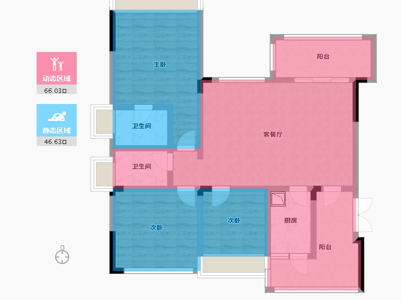 四川省-成都市-恒大银海湖-99.56-户型库-动静分区