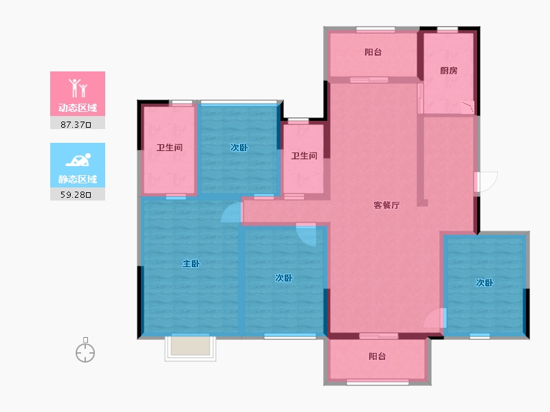 贵州省-贵阳市-贵州当代MOMΛ未来城-130.24-户型库-动静分区