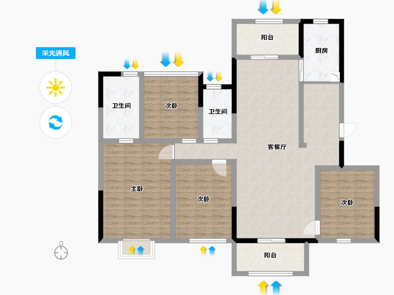 贵州省-贵阳市-贵州当代MOMΛ未来城-130.24-户型库-采光通风