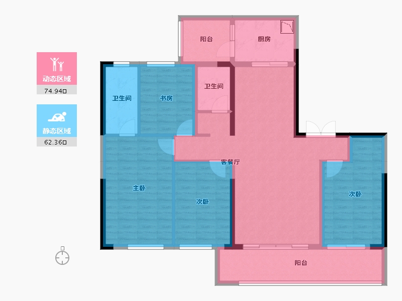 四川省-成都市-滨江领樾-123.33-户型库-动静分区