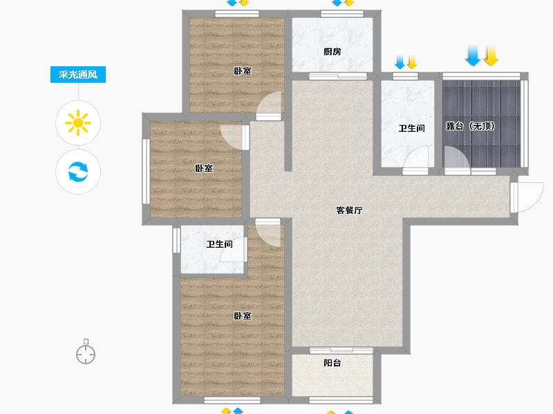 河北省-石家庄市-淳茂公园城-101.40-户型库-采光通风