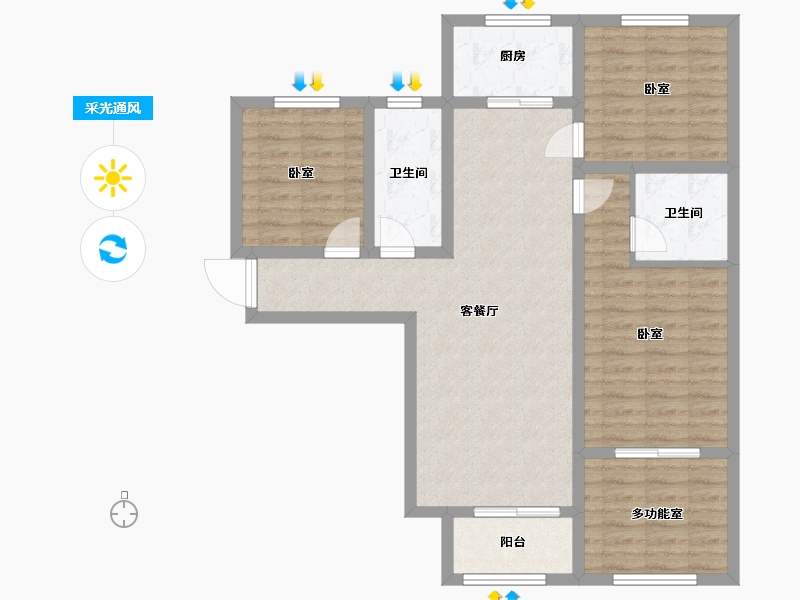 河北省-石家庄市-淳茂公园城-94.45-户型库-采光通风