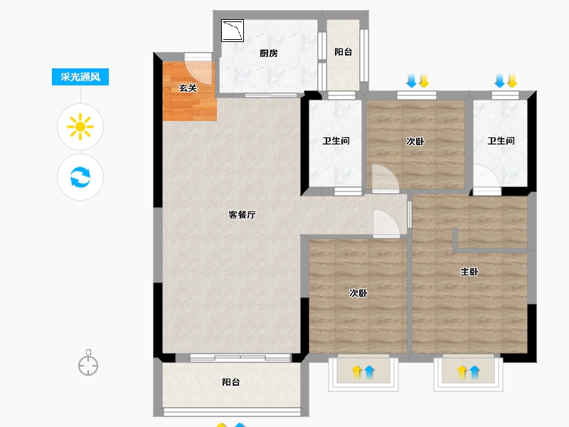 贵州省-贵阳市-贵州当代MOMΛ未来城-87.57-户型库-采光通风